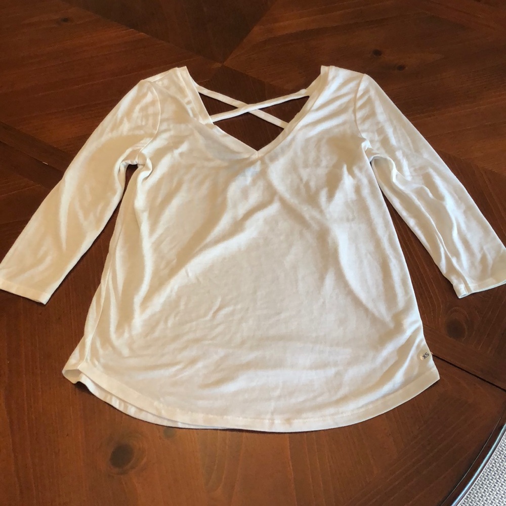Cream 3/4 Length Sleeve Blouse from American Eagle